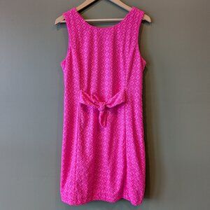 Lilly Pulitzer Clarise Shift Dress Pink Isle Eyelet Ditsy Diamond Preppy Size 8
